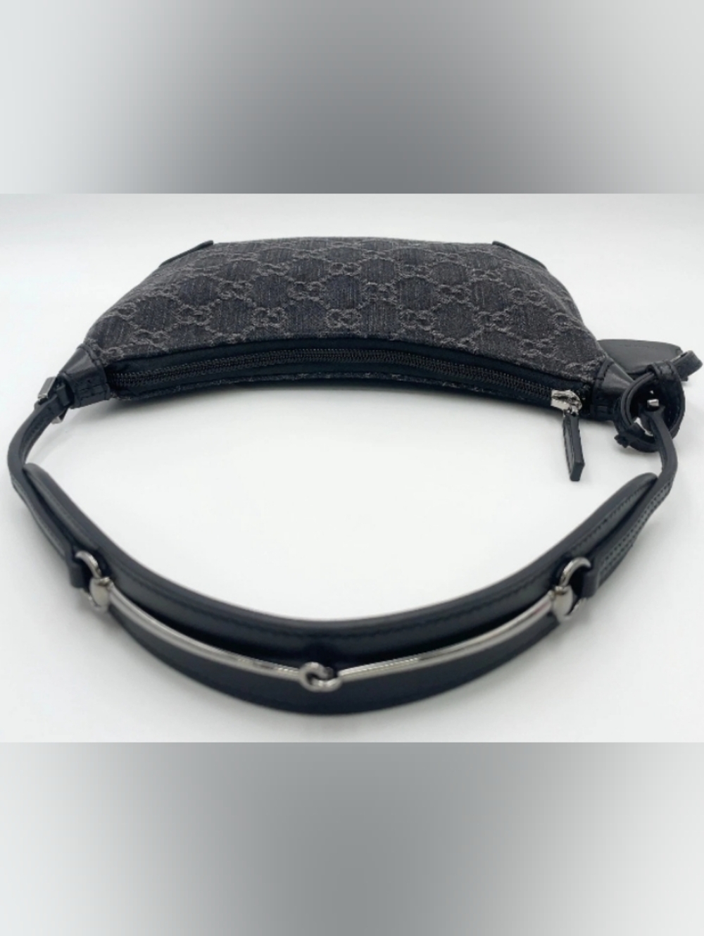 SALE! Gucci Horsebit Slim Small GG Denim/Leather Black Hand/Shoulder Bag - Picture 5 of 16